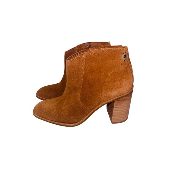 Lucky Brand Pellyon Suede Ankle Boot Stacked Block Heel Side Zipper 8 Retro Boho - Picture 14 of 14